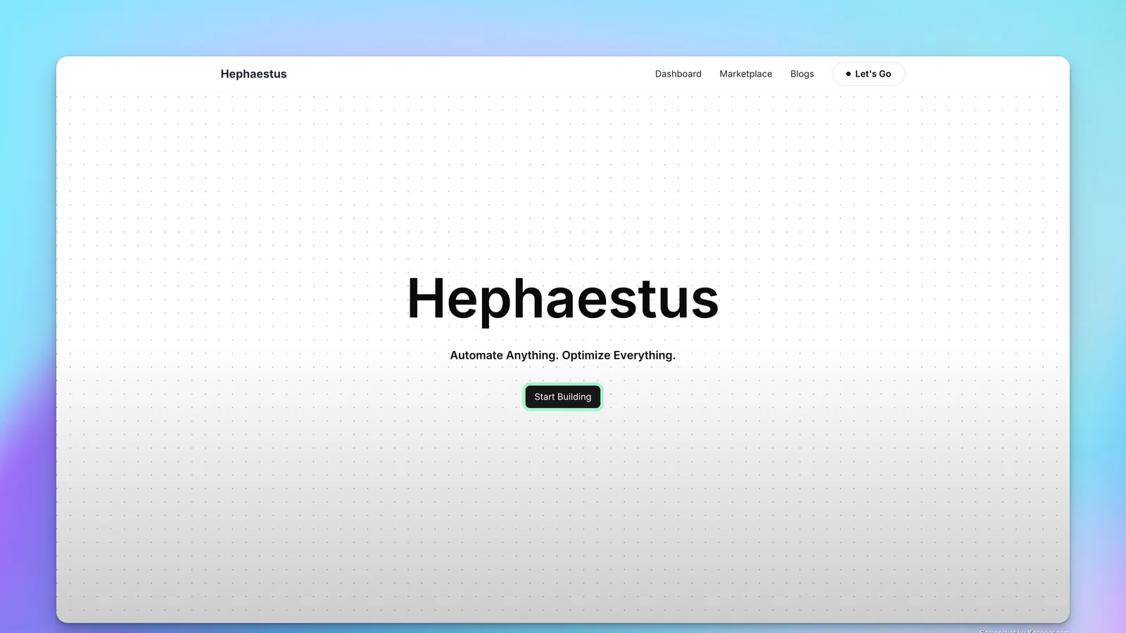Hephaestus interface for composing an AI workflow with connected visual nodes.